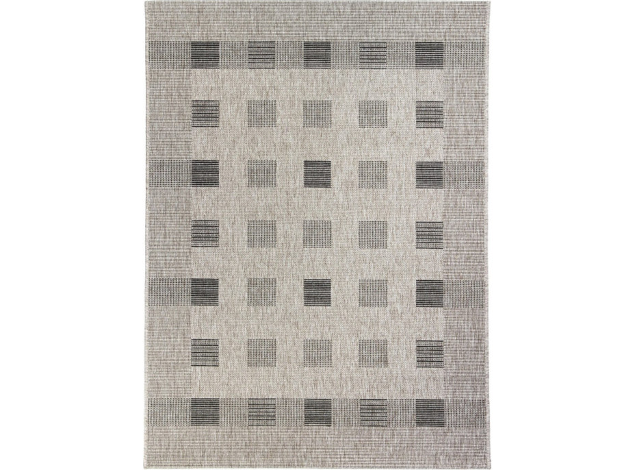 Sisalový PP koberec SQUARES - šedý/černý