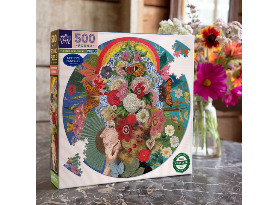EEBOO Kulaté puzzle Divadlo květin 500 dílků