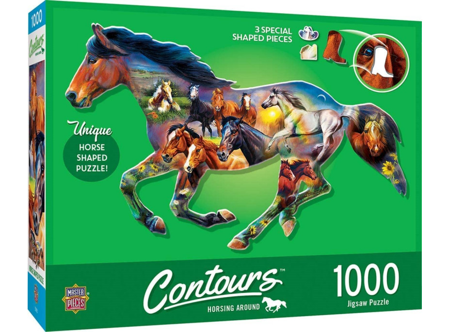MASTERPIECES Obrysové puzzle Divocí koně 1000 dílků