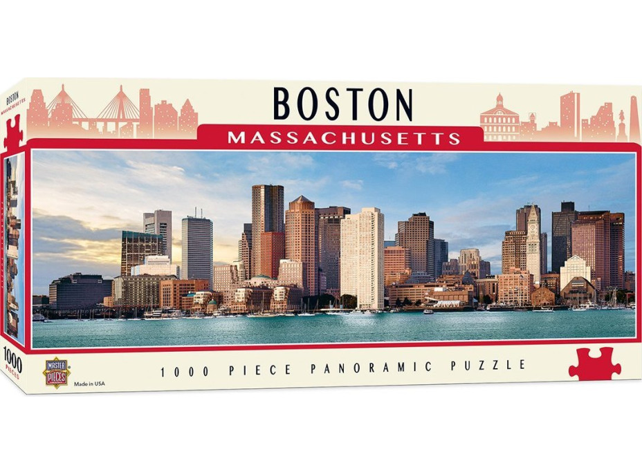 MASTERPIECES Panoramatické puzzle Boston, Massachusetts 1000 dílků