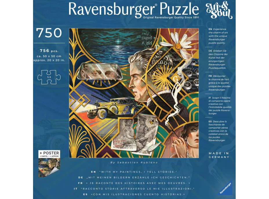 RAVENSBURGER Čtvercové puzzle Art & Soul: Velký Gatsby 750 dílků