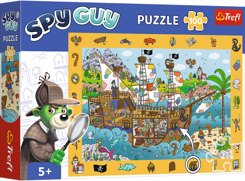 TREFL Puzzle s hledáním obrázků Spy Guy: Pirátská loď 100 dílků