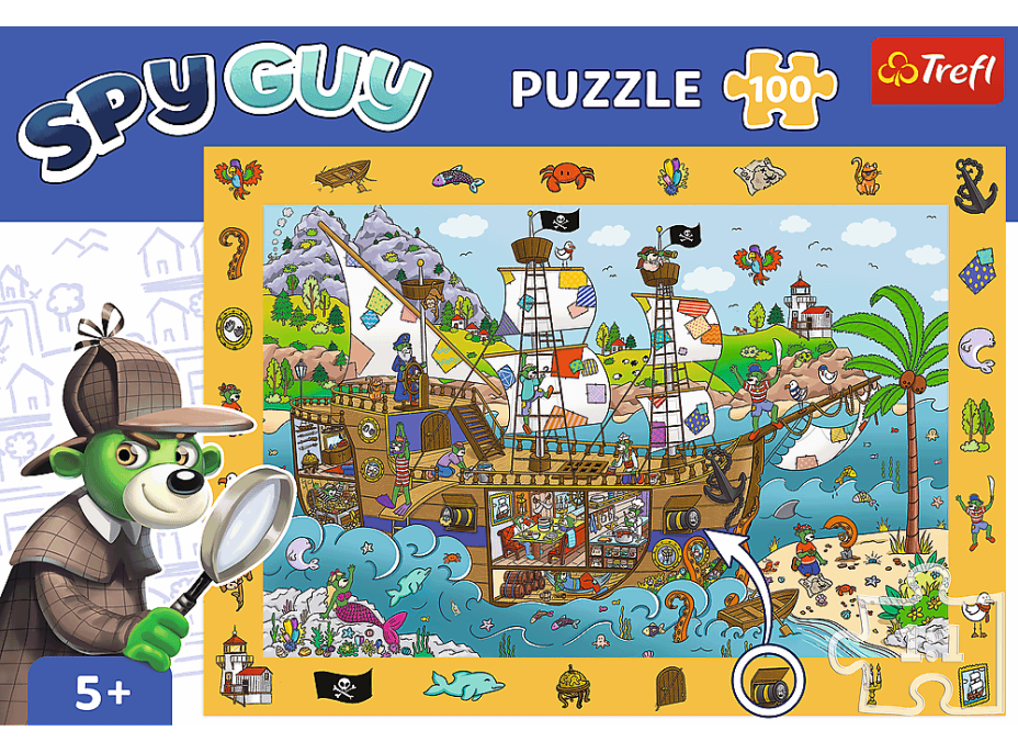 TREFL Puzzle s hledáním obrázků Spy Guy: Pirátská loď 100 dílků