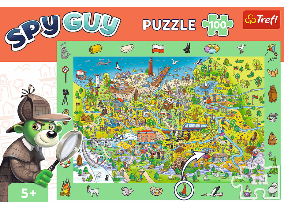 TREFL Puzzle s hledáním obrázků Spy Guy: Polsko 100 dílků