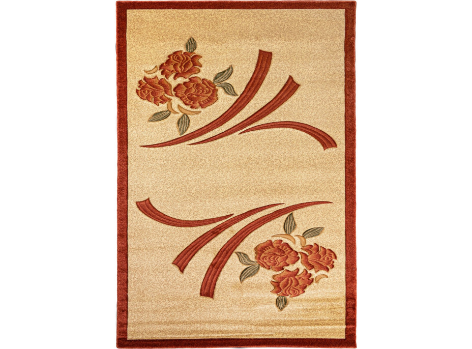 Kusový koberec ANTOGYA Flowers - krémový/červený - 150x295 cm