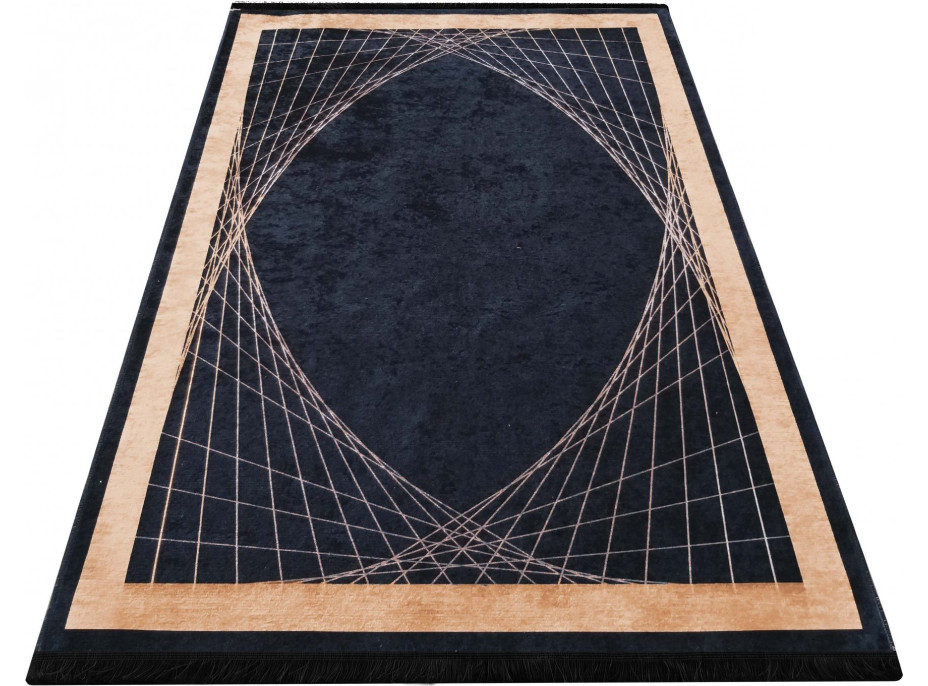 Kusový koberec EFES Frame - černý/zlatý