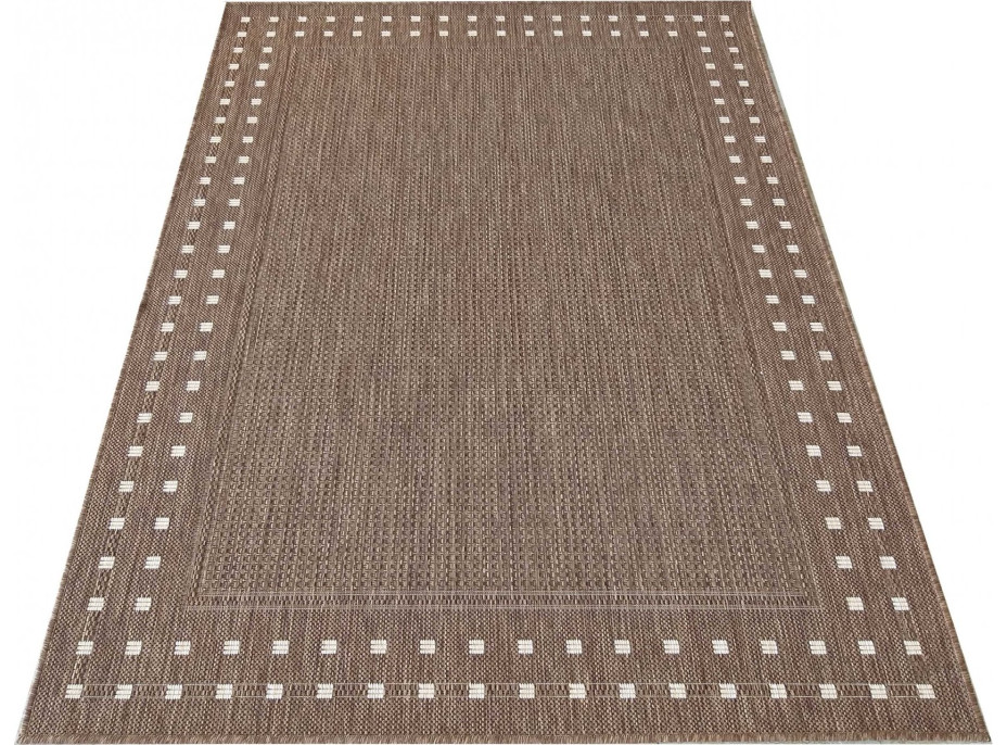 Oboustranný koberec NEEDLE Dots - hnědý