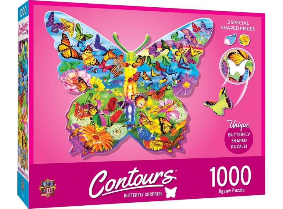 MASTERPIECES Obrysové puzzle Motýlí překvapení 1000 dílků