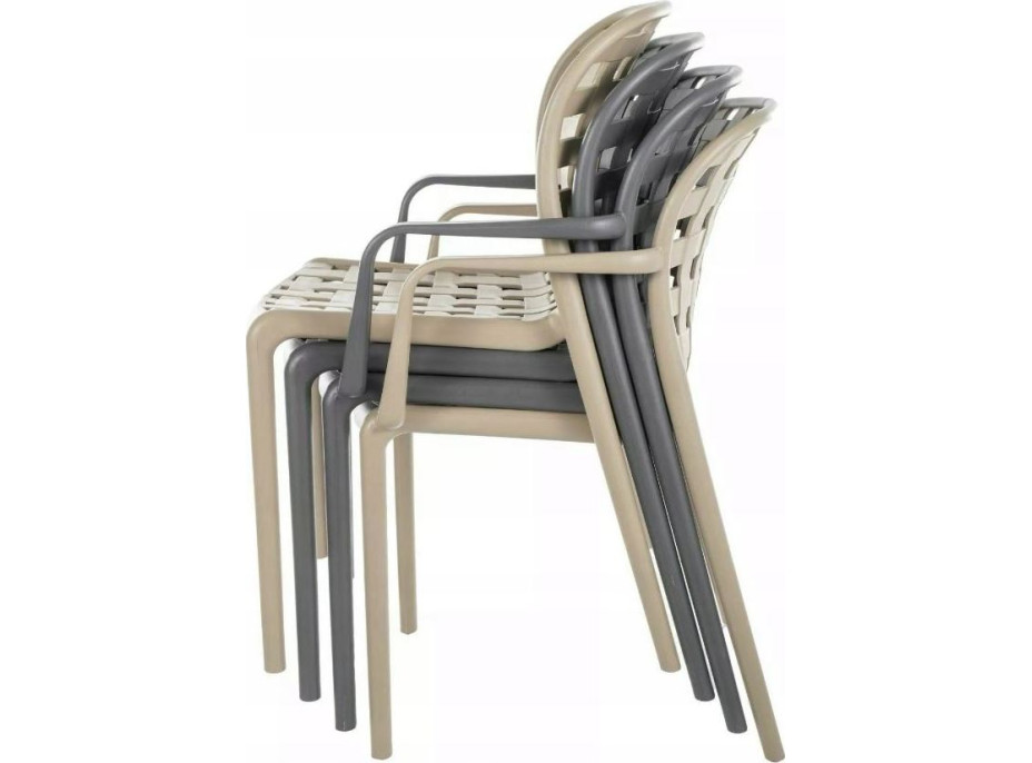 Zahradní plastová židle STRIP - béžová