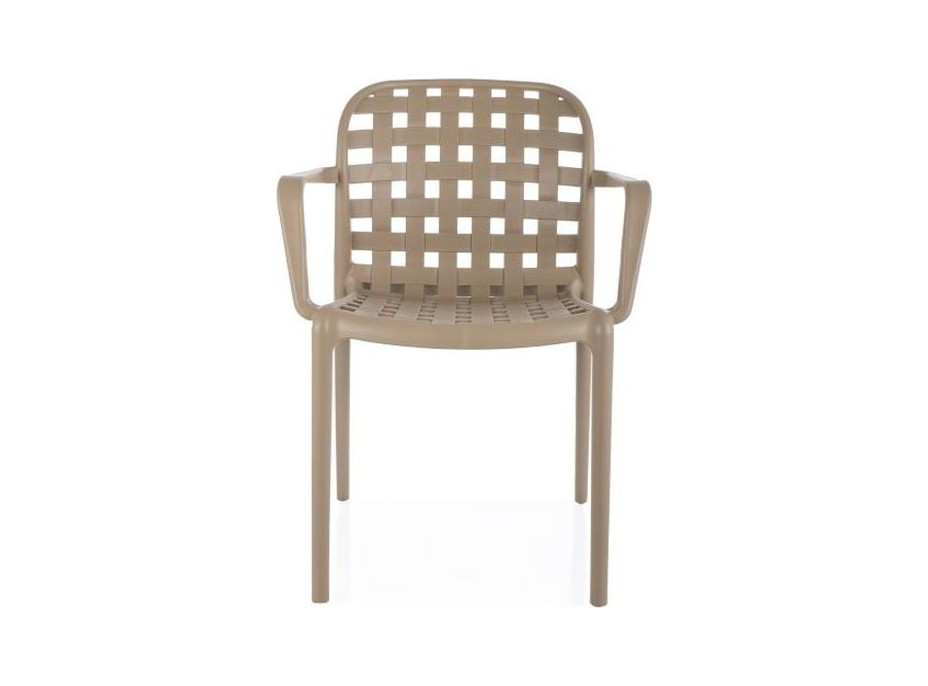 Zahradní plastová židle s područkami STRIP II - béžová