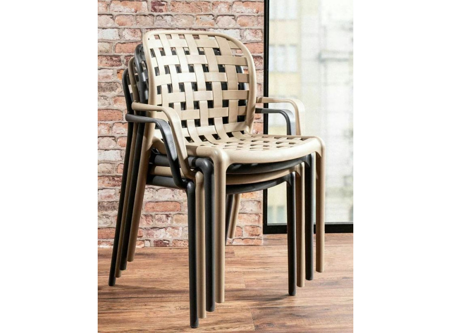 Zahradní plastová židle STRIP - šedá