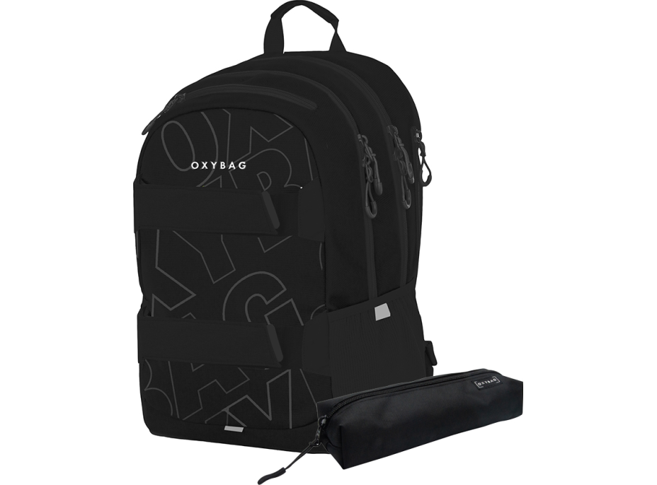 OXYBAG Studentský batoh + etue OXY Sport Font White