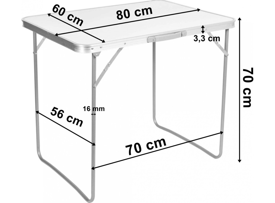 Kempingový stůl CORN 80x60 cm - bílý