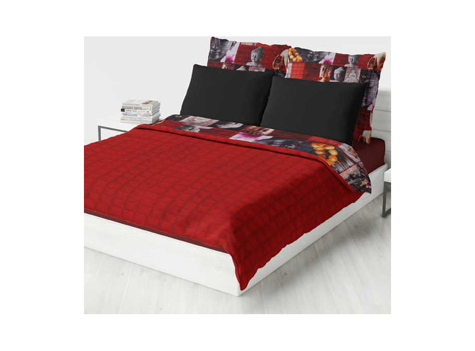 Oboustranný prošívaný přehoz na postel ZEN 200x220 - červený