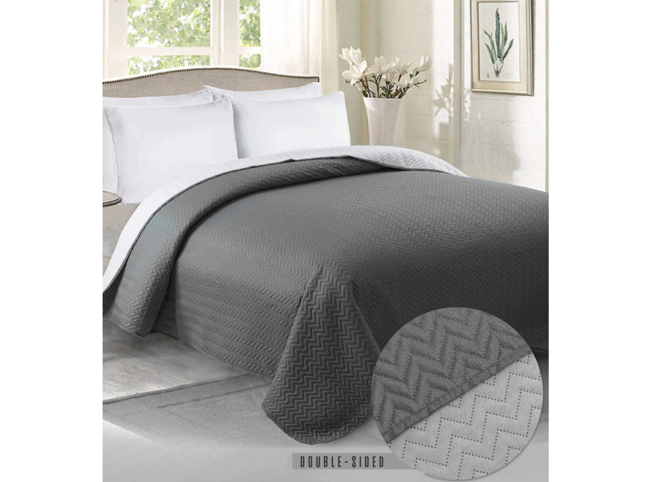 Oboustranný přehoz na postel MERINO 220x240 cm - šedý/grafitový