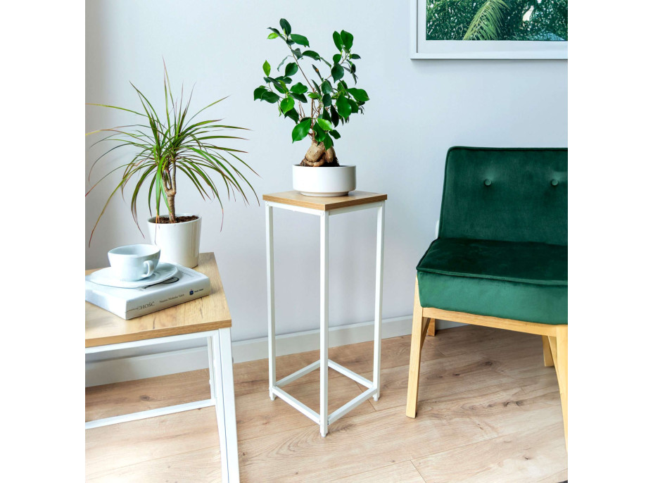 Stojan na květiny ARBEN 60 cm - dub craft/bílý