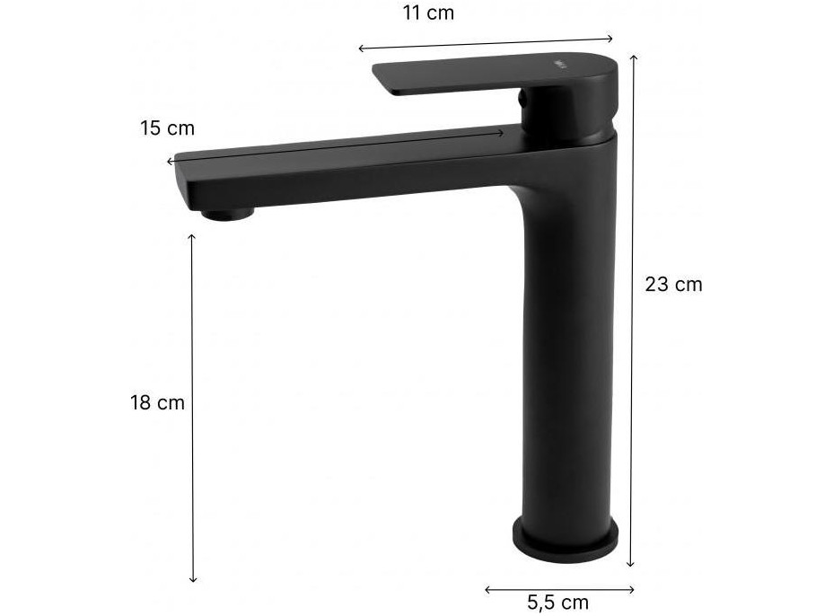 Umyvadlová baterie LENKA - vysoká - černá matná