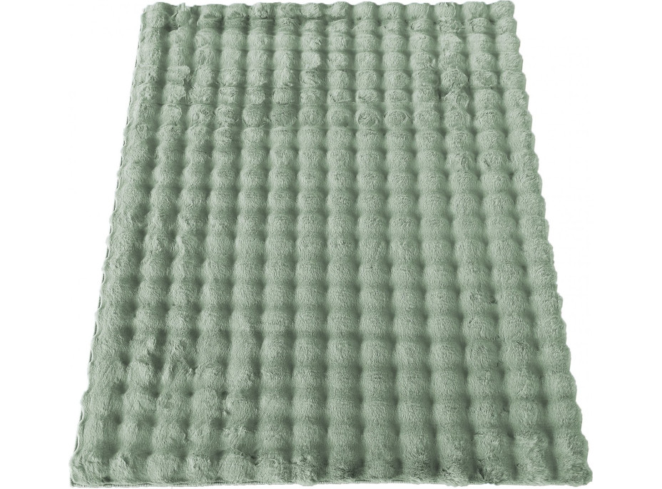 Kusový koberec MERLIN 3D - imitace králičí kožešiny - zelený