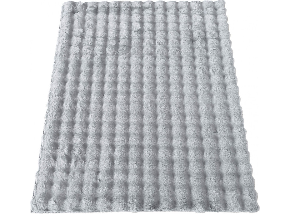 Kusový koberec MERLIN 3D - imitace králičí kožešiny - šedý
