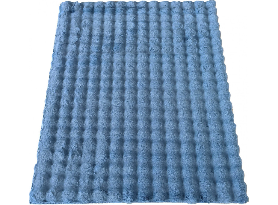 Kusový koberec MERLIN 3D - imitace králičí kožešiny - modrý