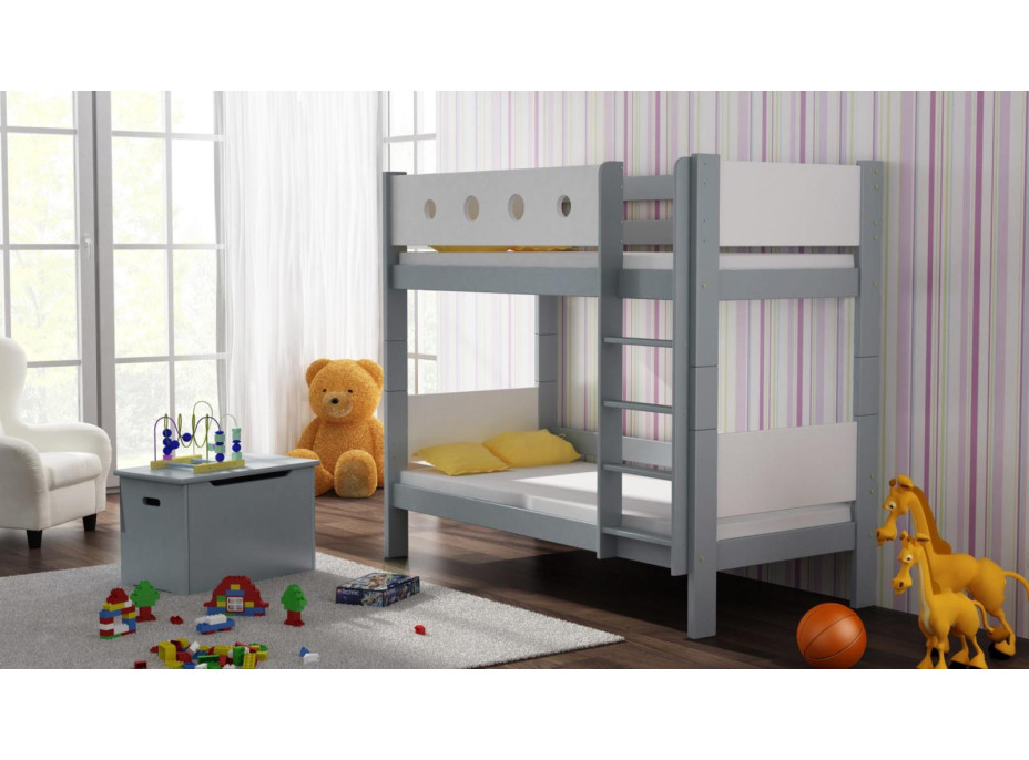 Dětská patrová postel TANY bez šuplíků - 160x80 cm - šedá