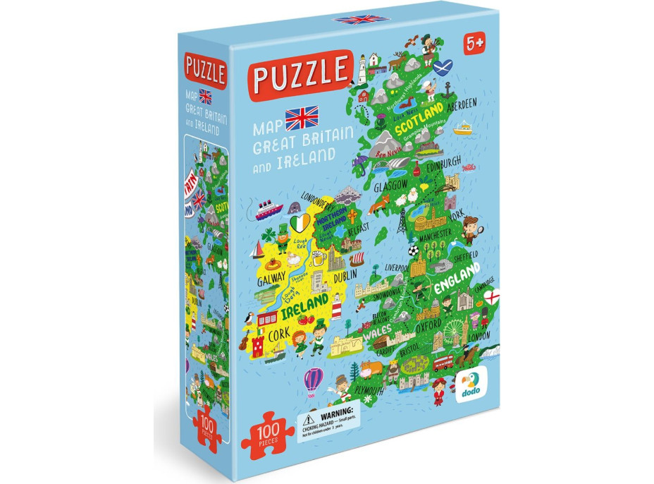 DODO Puzzle Mapa Velké Británie a Severního Irska 100 dílků