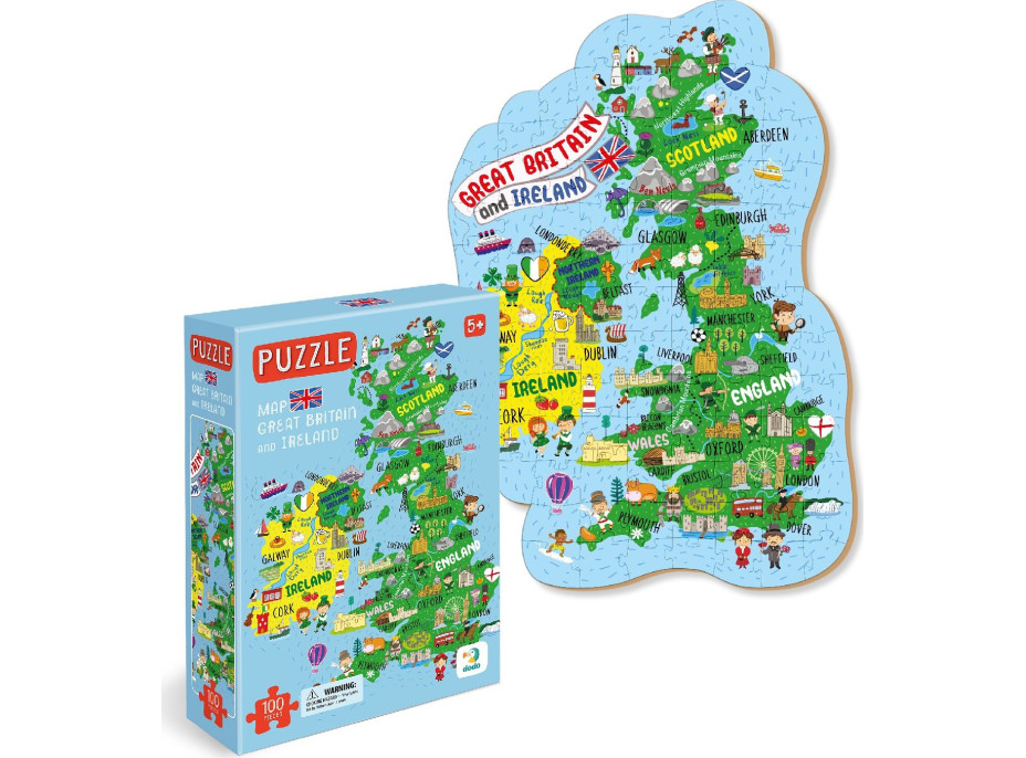 DODO Puzzle Mapa Velké Británie a Severního Irska 100 dílků