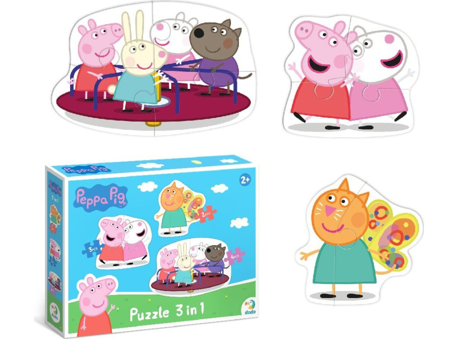 DODO Puzzle Prasátko Peppa: Kamarádi 3v1 (2,3,4 dílků)