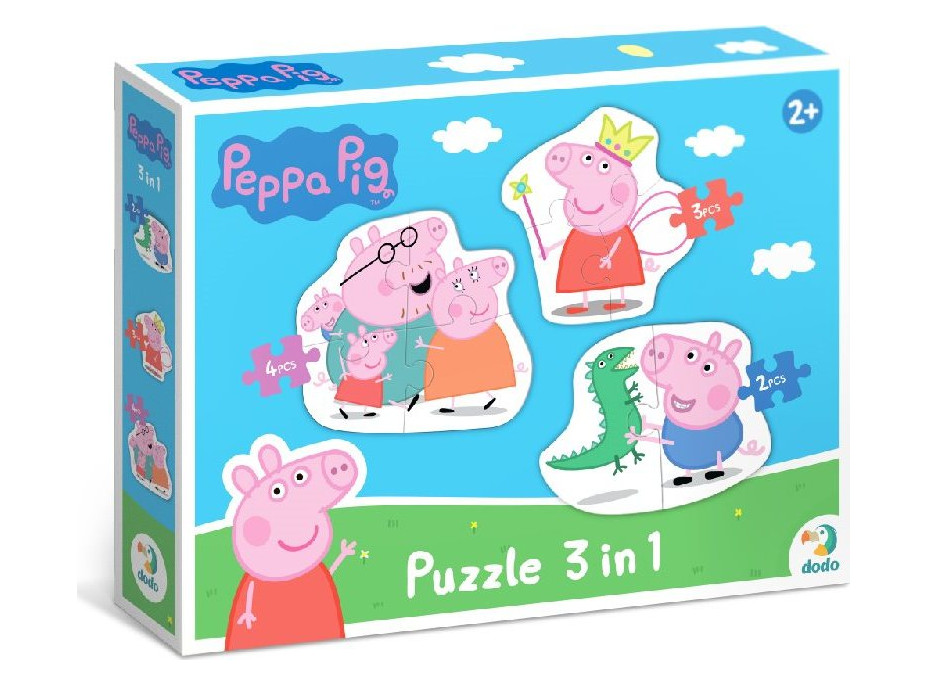 DODO Puzzle Prasátko Peppa: Rodina 3v1 (2,3,4 dílků)