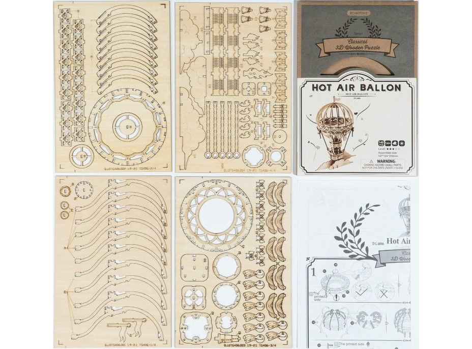 ROBOTIME Rolife 3D dřevěné puzzle Horkovzdušný balón 140 dílků