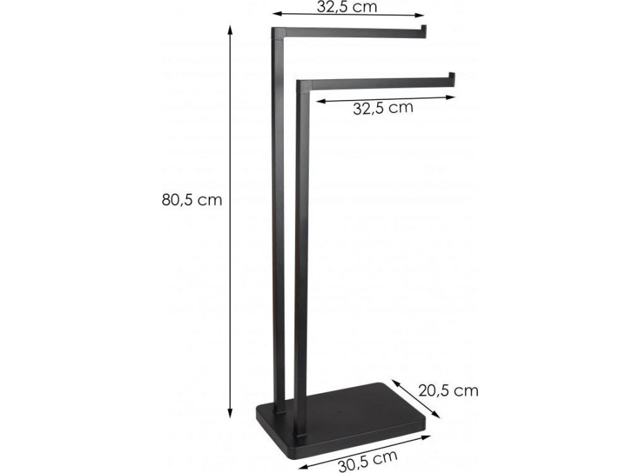 Stojan na ručníky ROOKI - 2 ramenný - černý