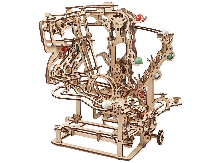 UGEARS 3D puzzle Kuličková dráha Marble Run: Chain Hoist 400 dílků