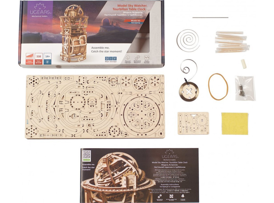 UGEARS 3D puzzle Sky Watcher Tourbillon Table Clock 338 dílků