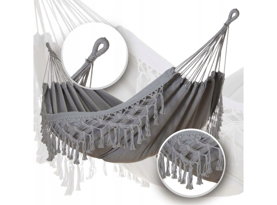 Houpací síť MIDAS 200x150 cm - šedá