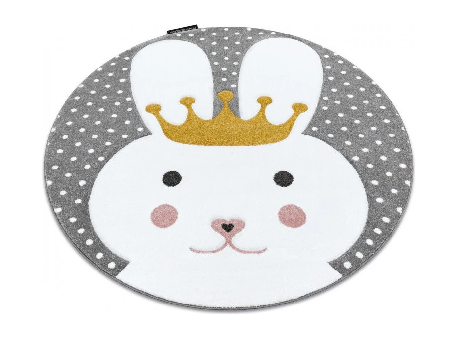 Dětský kusový koberec Petit Bunny grey kulatý