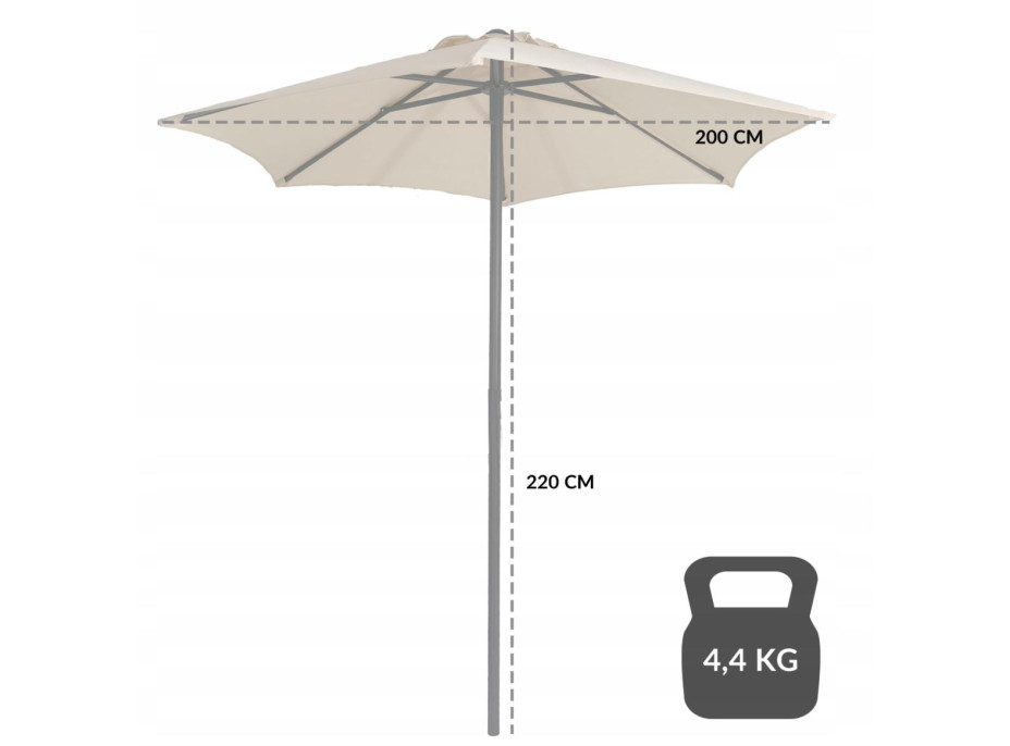 Zahradní slunečník DETROIT 200 cm - tmavě šedý