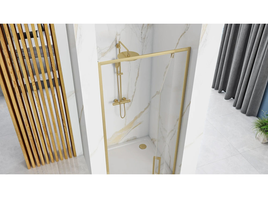 Sprchové dveře Rea RAPID swing 90 cm - zlaté broušené