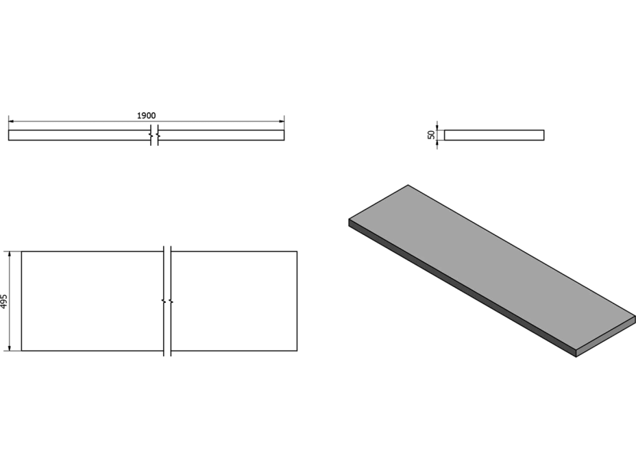 Sapho AVICE deska 190x50cm, dub Rover AV194