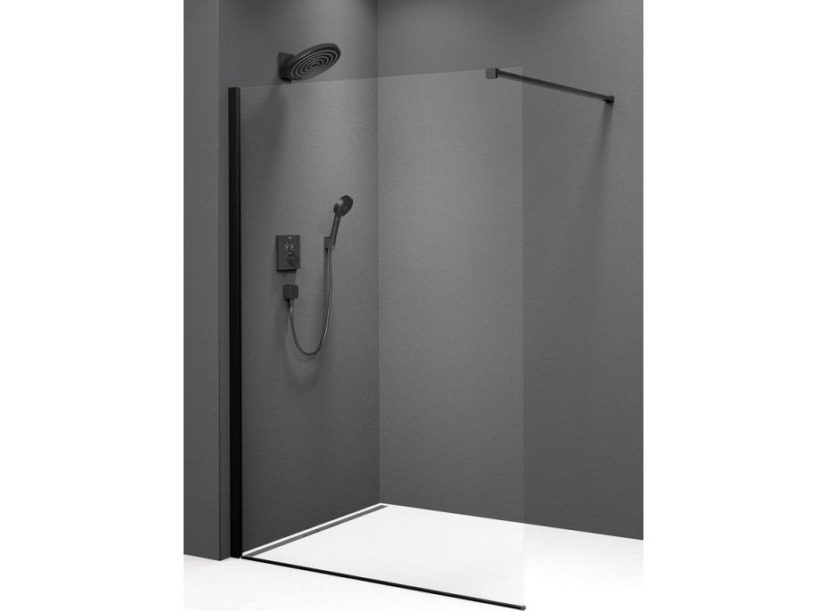 Polysan MODULAR SHOWER BLACK jednodílná zástěna pevná k instalaci na zeď, 900 mm MS1-90B