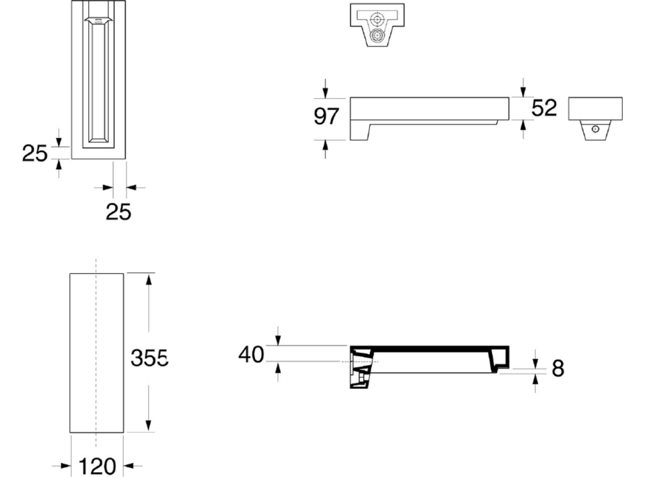 Kerasan INKA odkladná keramická deska 12x35, 5cm, bílá mat 341530