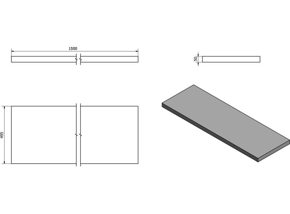 Sapho AVICE deska 150x50cm, dub Rover AV154