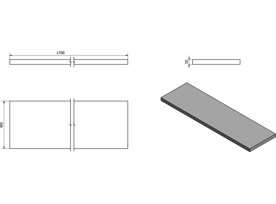 Sapho AVICE deska 170x50cm, dub Rover AV174