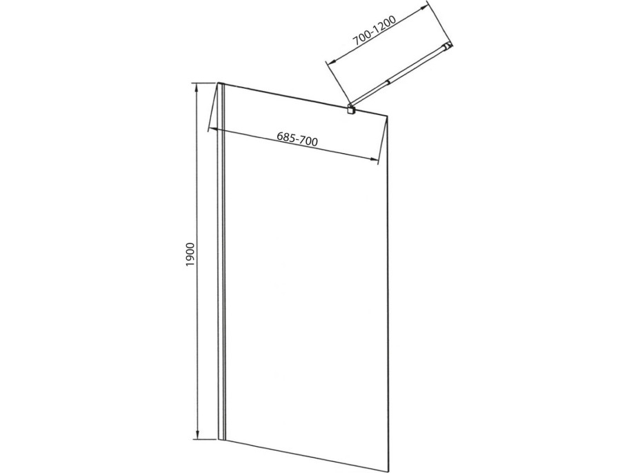 Aqualine WALK-IN zástěna jednodílná k instalaci na zeď, 700x1900 mm, sklo Brick WI070