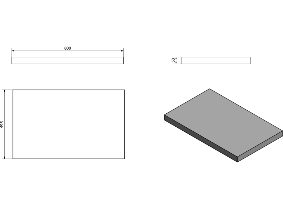 Sapho AVICE deska 80x50cm, dub Rover AV084