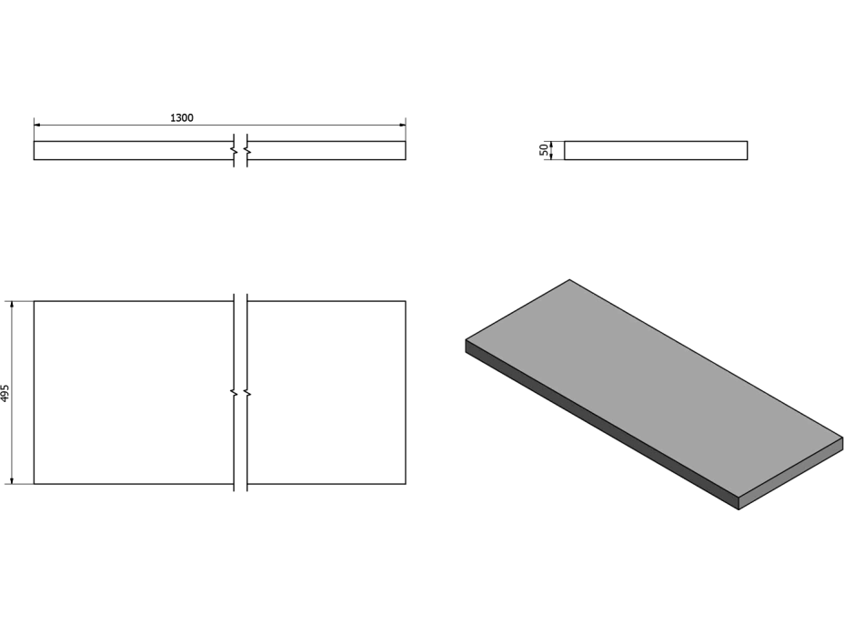 Sapho AVICE deska 130x50cm, dub Rover AV134