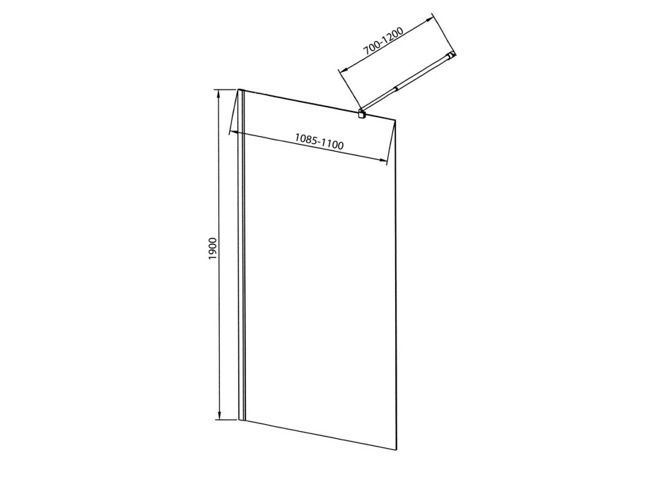 Aqualine WALK-IN zástěna jednodílná k instalaci na zeď, 1100x1900 mm, sklo čiré WI111