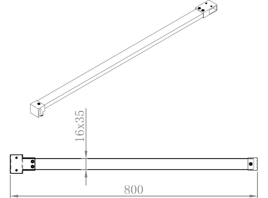 Polysan Doplňková vzpěra k MSBR1, 800 mm, chrom MSBR4