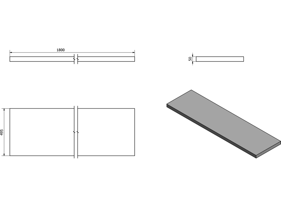 Sapho AVICE deska 180x50cm, dub Rover AV184