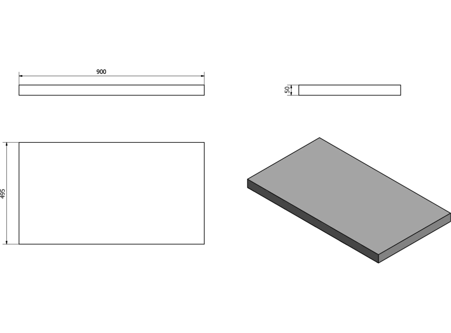 Sapho AVICE deska 90x50cm, dub Rover AV094