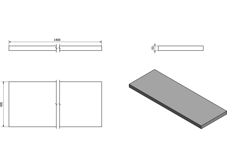 Sapho AVICE deska 140x50cm, dub Rover AV144